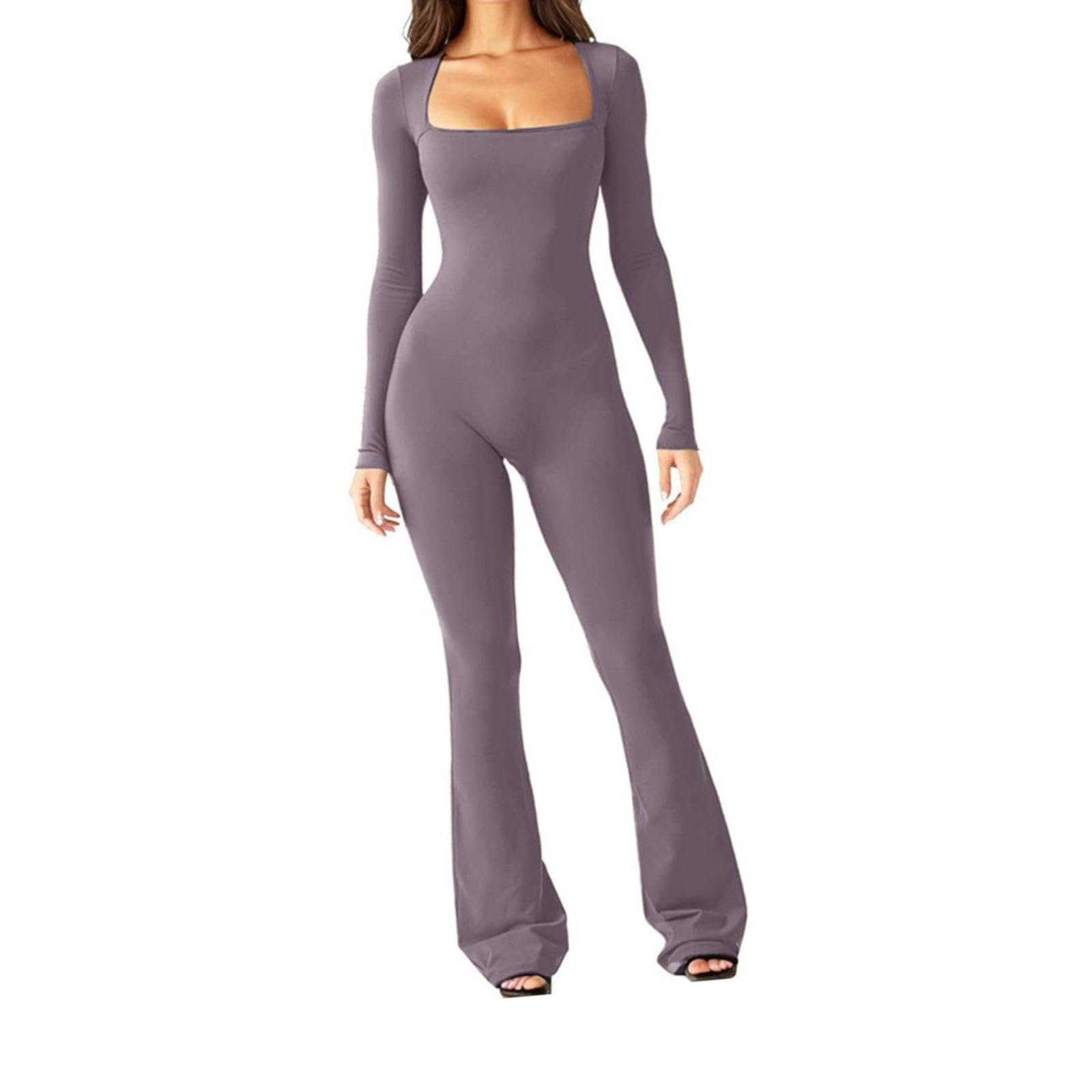 Womens Long Sleeve Jumpsuits Sport Jumpsuit for Daily Wear Exercise Vacation S Dark Gray-image-37
