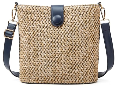 Image of Straw Beach Bags For Women Rattan Purse Summer Straw Cross-body Bag Raffia Handbag Purses Shoulder Bag Small Bucket Bag 2026