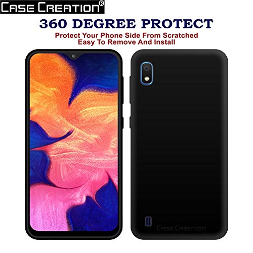 Image of Case Creation for Samsung Galaxy A10 2019 Back case, Samsung Galaxy A10 Slim Flexible Smart Look case with 360 Camera All Angle Protection (Pure Black)