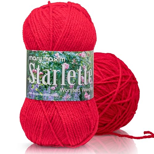 Mary Maxim Starlette Yarn, Soft Acrylic Yarn, 3.5 OZ, 180 Yards, Cardinal