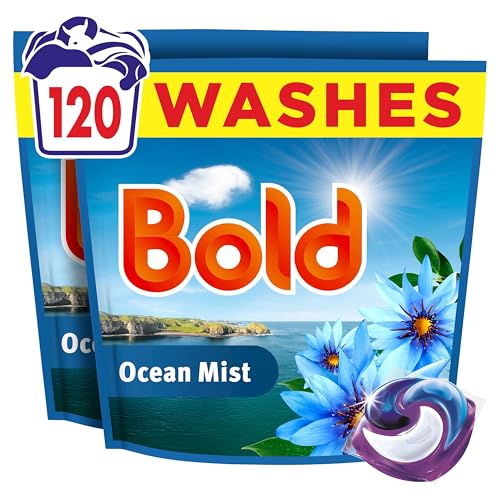 Bold Ocean Mist PODS® Washing Liquid Laundry Detergent Capsules 120 Washes, 120ct, Outdoor Freshness That Lasts And Lasts, With Built-In Lenor Softener