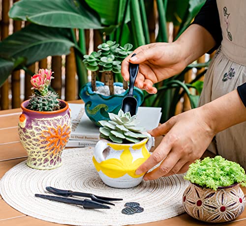 Melphoe 3.16~3.86 Inch Succulent Pots Small Plant Pot Ceramic Mini Flower Pot Succulent Planter With Drainage, Mediterranean Style Clay Pots For Cactus, Indoor Plants, 4Pack #TOP2