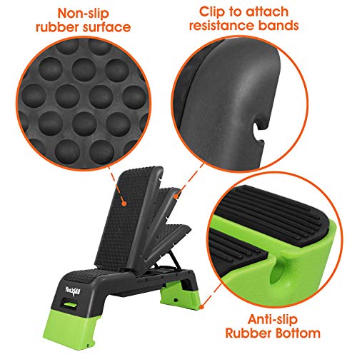 Yes4All Multifunctional Fitness Aerobic Step Platform/Aerobic Deck, Household Step Workout Bench for Home Gym (Green/Black), B. Green/Black