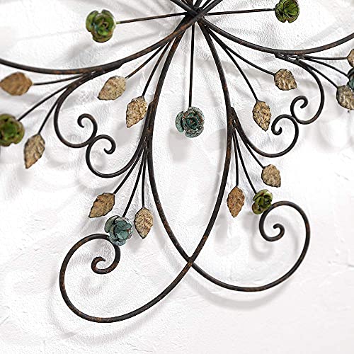 KUWIVO Lechesis 24" Metal Flower Scroll Wall Art Decor Sculptures with Rust Leaf for Living Room Bedroom - Image 3