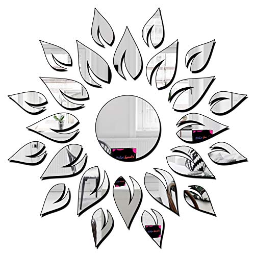 Image of Bikri Kendra Sun Shine - 3D Mirror Acrylic Wall Stickers- Silver, Pack of 1, 1.5Feet-Self-Adhesive
