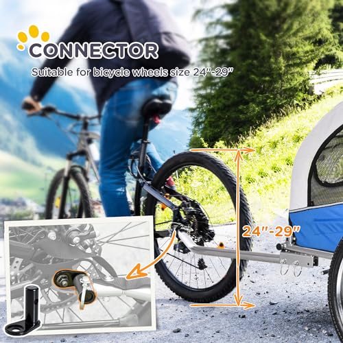 Aosom Dog Bike Trailer 2-in-1 Pet Stroller with Canopy and Storage Pockets, Blue - Thumbnail 6