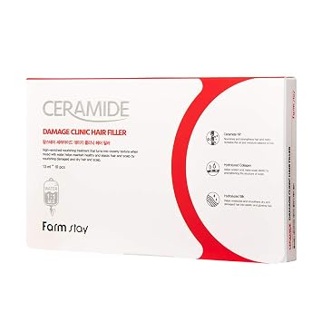 FARMSTAY CERAMIDE DAMAGE CLINIC HAIR FILLER - Nourishing Hair Treatment Mask With Ceramide for Damaged Hair. 0.44 fl oz * 10 pcs