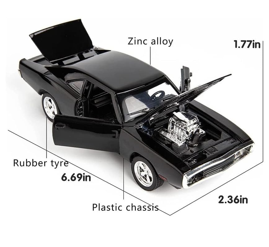 Image of Kids Model 1:32 FF8 Die Cast Metal Car Pull Back Action Opening Doors with Realistic Engine Sound Lights Toy Car Gift for Boys - Black
