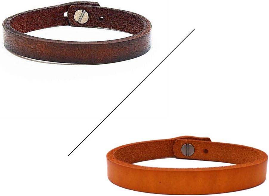Mens Genuine Leather Bracelet - Handmade Adjustable Leather Cuff Bracelet punk Style leather wrap Wristband for Men