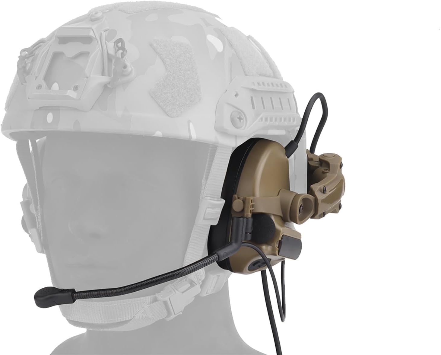 Tactical Helmet Headset with Noise Cancellation and Sound Pickup, Silicone Ear Cups Hearing Protection