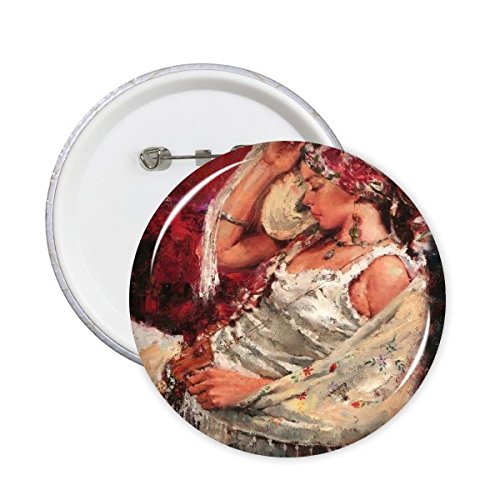 Peinture à l'huile ronde badge pins bohème décoration vêtement cadeau original