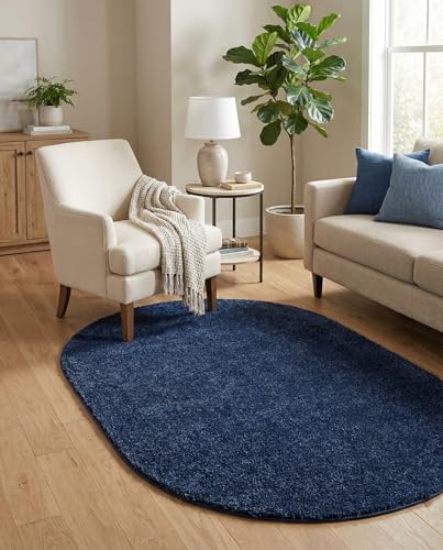 Alfombra Ovalada Azul Marino 3'3" x 5'3" Rugs.com miniatura 1