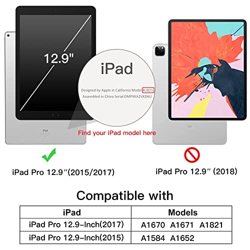JETech Case for iPad Pro 12.9 Inch (2015/2017 Model, 1st/2nd Generation) with Pencil Holder, Slim Tablet Cover with Soft TPU Back, Auto Wake/Sleep (Misty Blue) by JETech - Image 2