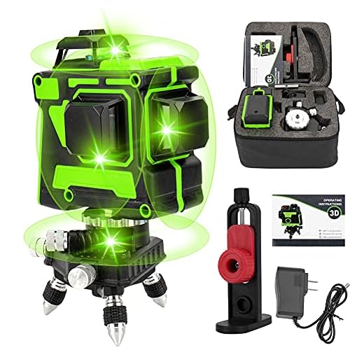 Nivel Laser Verde y Autonivelante 360° con 12 Líneas - 3D Nivelador con 2 Baterías Recargables Horizontales y Verticales - Herramienta De Nivelación Potente
