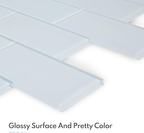 Vista 118 de Lovdeco Azulejo de cristal de metro, 3 x 6 pulgadas, 4 pies cuadrados, vidrio verde azulado oscuro para pared de baño y cocina, paquete de 32