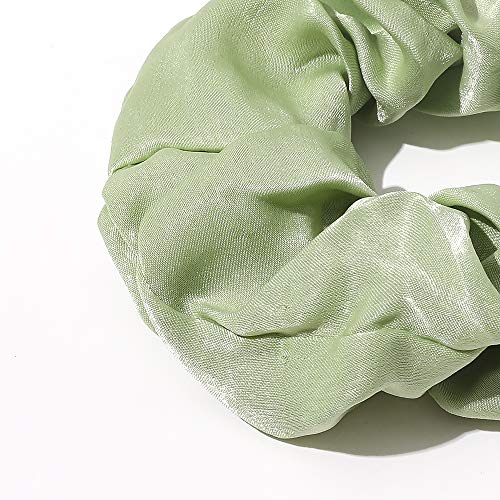 Image of Silk Satin Scrunchies Women Hair Ties - Ivyu Big Scrunchy Ponytail Holder No Crease Hair Bands Soft Elastic No Hurt Your Hair for Vsco Girl Women Gray Dark Green Light Green Beige