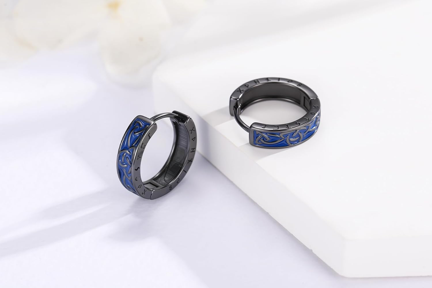 925 Sterling Silver Norse Viking Runes Hoop Earring Celtic Knot Earrings for Men Women Hypoallergenic Sturdy Punk Huggie Hoops Jewelry Gift - Image 6