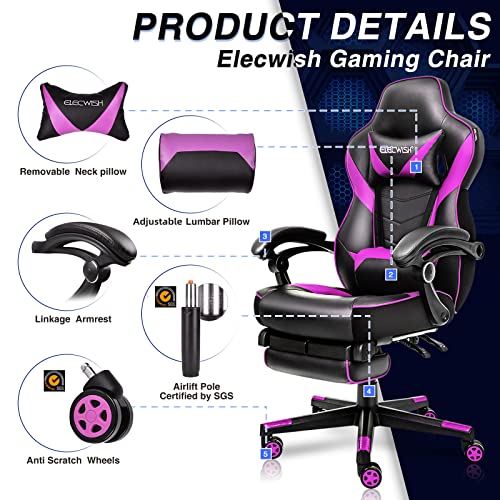 Gaming Chair For Adults Ergonomic Racing Style High Back Computer Chair With Footrest Headrest And Lumbar Support Pu Leather 90-150 Degree Tilt #TOP1