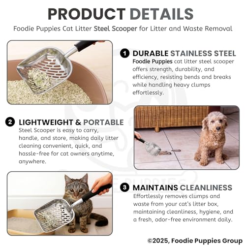 Image of Foodie Puppies Cat Litter Poop Steel Scooper | Easy to Scoop, Comfortable Grip Handle | Scoop Cum Shovel Suitable for Cats, and Kittens, Cleaning Tool for Cat Sand and Waste Removal