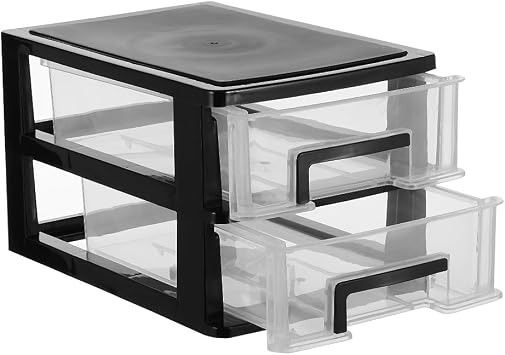 STOBAZA Double Layer Plastic Drawer Storage Cabinet 8.30X5.98X5.19In Multi-Purpose Portable Organizer for Office Study Kitchen Desktop Storage Rack with Transparent Drawers