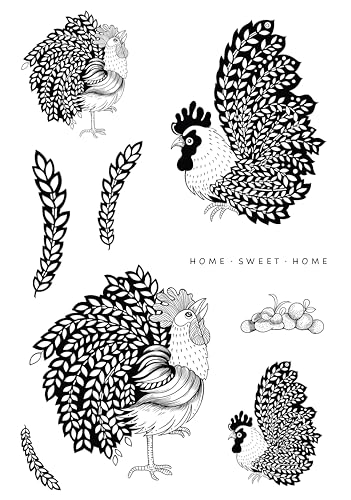 KatKin Krafts Roosters 6 in x 8 in Clear Stamp Set, 6 x 8 in, Transparent