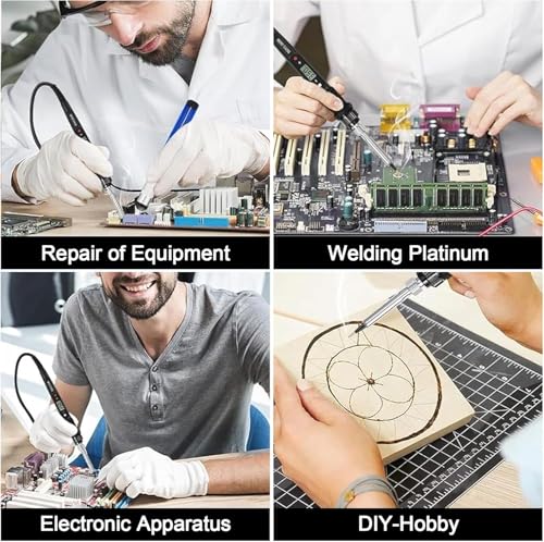 Miniatura 4 de Soldador Estaño, Temperatura Ajustable 80 W 180 -500 , Soldador De Estaño 15 En 1 Con 5 Guasti Saldatore,Pompa Dissaldante,Filo Di Saldatura, Riparazioni Elettroniche