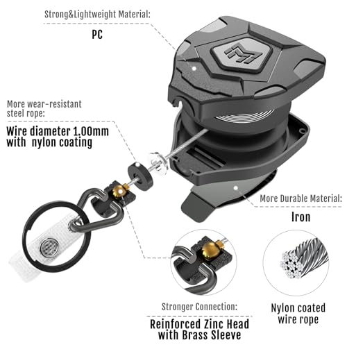 MNGARISTA Heavy Duty Retractable Keychain with Belt Clip, Retractable ID Badge Reel, Retractable Badge Holder with 31.5” Steel Cord and Key Ring, 9.0oz, 2-Pack by MNGARISTA - Image 5
