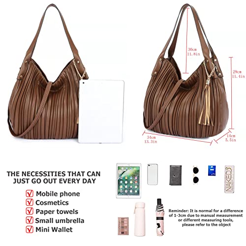 myfriday Vintage Shoulder Hobo Bags for Women Vegan Leather Lightweight Top-Handle Satchel Purse and Handbags with… - Image 2