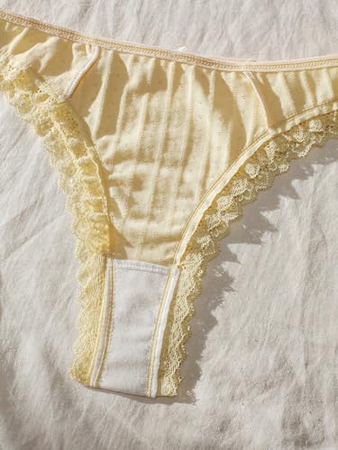 Gorglitter Women'S 3 Pack Floral Lace Matching Bra And Panty Set Bow Front Bralette And Cheeky Lingerie Set Yellow Pink Black Medium thumb #3