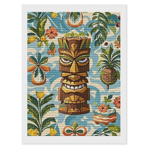 Kit peinture diamant Aloha Tiki 5D avec outils 30x40 cm pour adultes