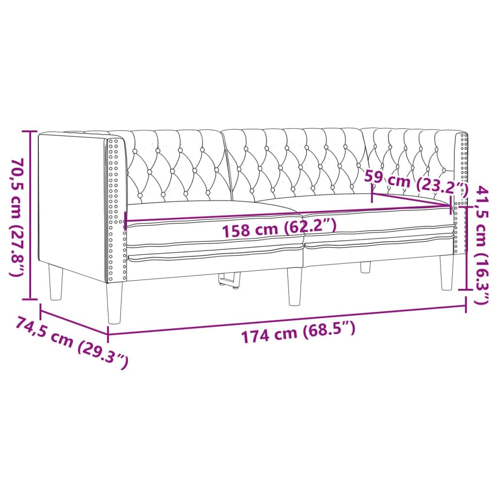 Canapé 2 Places, Causeuse de Salon Fauteuil Sofa 2 Places Chesterfield Marron Similicuir Daim 174 x 74,5 x 70,5 cm
