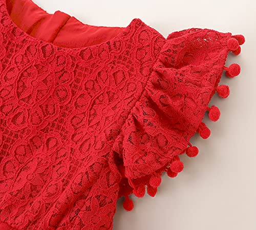 Image of Toddler Girls Lace Tulle Dress Baby Girl Elegant Flutter Sleeve Party Princess Dresses
