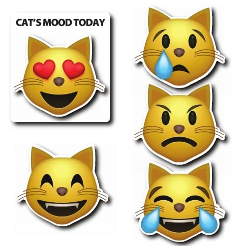 Magnet Me Up Mood Cat Emoticon Magnet Pack (1 large, 5 mini)
