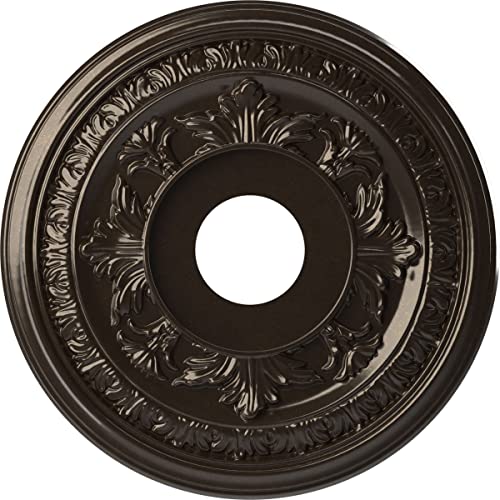 Ekena Millwork CMP16BAERU Baltimore Thermoformed PVC Ceiling Medallion (Fits Canopies up to 6 1/2"), 16"OD x 3 1/2"ID x 1"P, Universal Metallic Rustic Mist