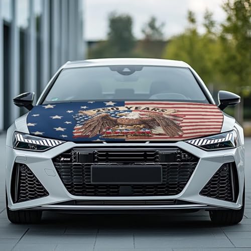 Image of 250 Years American Flag Car Front Hood Cover Eagle Car Hood Cover Banner for Women Men Automotive Hood Covers All-Season Protection Cars Sedans Accessories Decor