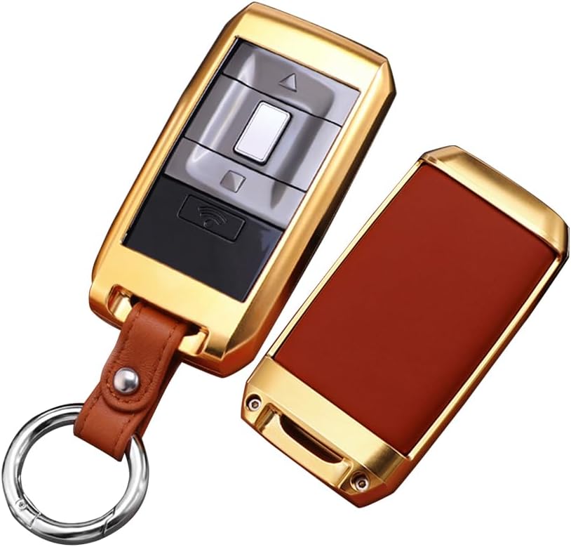 Car Key Case Keychain Protective Case Cover Shell Key Protection Key Fob For Rolls-Royce Phantom/Cullinan/Ghost (24K-gold)