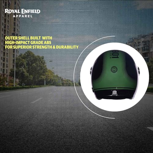 Image of ROYAL ENFIELD REDDITCH Open Face MLG 1901 | ISI Certified | Shell Construction: Built with High Impact Grade ABS | High-Strength EPS Liner | Micrometric Lock | UV-Resistant PU Paints Olive L