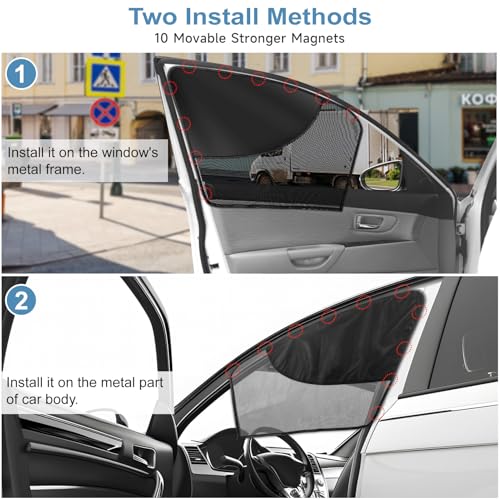 2 PCS Car Window Shades, 18.89\"×19.68\" Magnetic Double Layer Car Side Window Sun Shades with Full Shade/Half Shade, Front Window Covers for Driver,Car Accessories