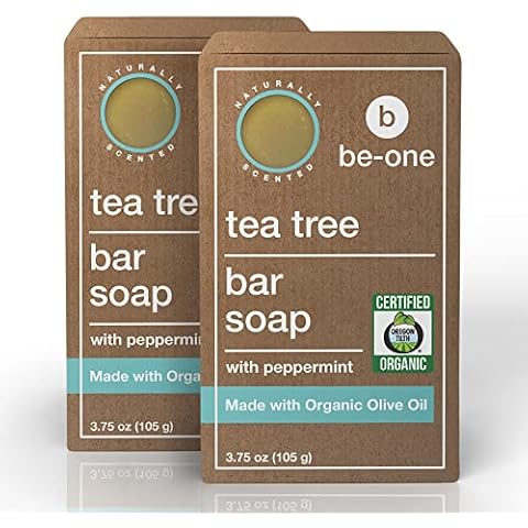 Certified Organic Tea Tree Bar Soap by Be-One - 2-Pack - 3.75 oz Bars - Vegan - Paraben & Sulfate Free - Sensitive Skin - Jock Itch - Acne - Eczema - All Natural - For Men & Women - MADE IN USA Cover