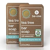 Certified Organic Tea Tree Bar Soap by Be-One - 2-Pack - 3.75 oz Bars - Vegan - Paraben & Sulfate Free - Sensitive Skin - Jock Itch - Acne - Eczema - All Natural - For Men & Women - MADE IN USA