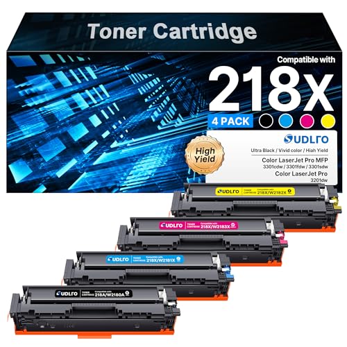 Image of 218X Toner High Capacity NO CHIP - 3301Fdw Toner Replacement for HP 218X Toner Cartridges 4 Pack for HP 3301 Toner Cartridges Color Pro MFP 3301Fdw 3301Cdw 3201Dw 3301Sdw Printer Ink, 218X Toner