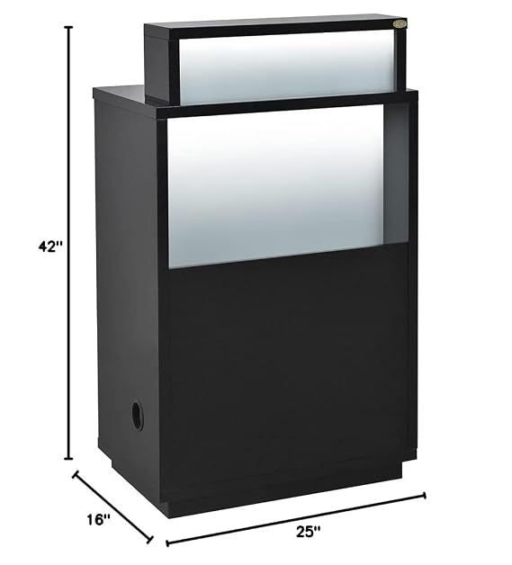 Beauty Salon Reception Desk All Purpose Reception Area Counter with Illuminating Lights - Orsacchiotto in Black