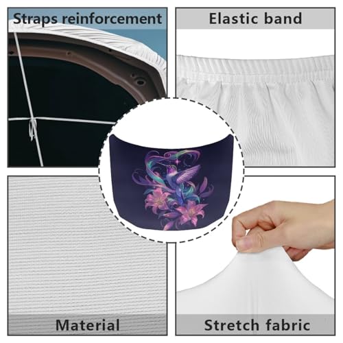 Image of Car Hood Cover Protector,Easy Installation Comfortable Print Hood Covers for Cars,Universal Accessories for Decoration Hummingbird Pink Flower Design