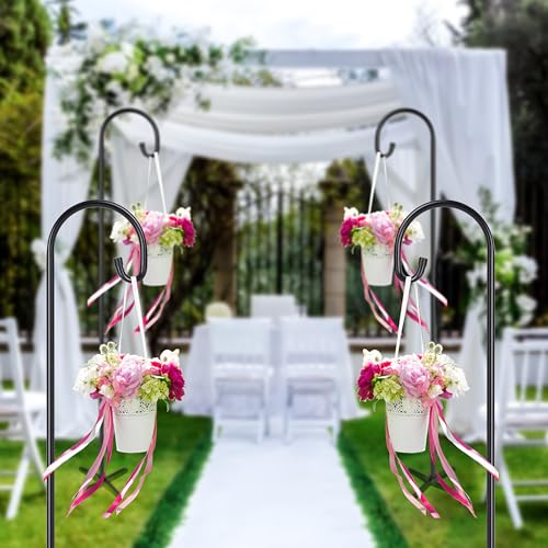 Image of Ottsuls Shepherd-Hooks Adjustable for Bird-Feeder Lantern Plant-Hook Garden-Stake - Plant Stand Hanger for Outdoor Flower Basket, Bird Feeder Hanger Weddings Decor