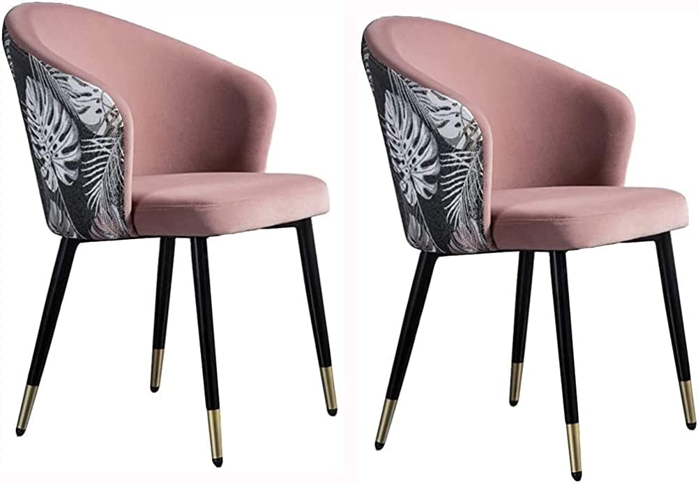 Modern Kitchen Chair Furniture Chairs Kitchen Dining Chairs Set Of 2 Living Room Armchair With Metal Legs Velvet Seat And Backrest Modern Household Makeup Chair(Light Pink)