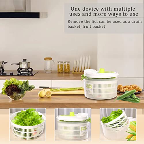 Capacity 3L Asibt Salad Spinner Fruit Vegetable Bowl Foldable Salad Spinner With Cover Vegetable Dryer Set Kitchen Tool For Lettuce Dryer Salad Shooter Small Salad Spinner #TOP1