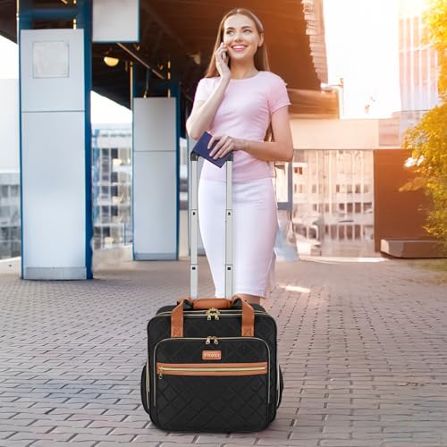 Image of Ytonet Rolling Briefcase for Women, Extra Large 18 Inch Rolling Laptop Bag | Computer Bag with wheels for Work Travel College Business Overnight Wife Mom Teacher, Black Brown