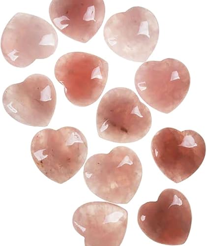Corazón de cuarzo rosa, juego de 3, curación de cristal, regalo del día de San Valentín