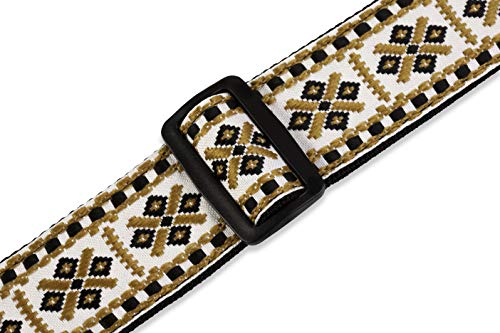 Levy’s M8HT-07 Sangle de Guitare Jacquard Weave Poly Back & Leather Ends 2″ 60’s Hootenanny – Style 07 - Les Beatles, Paul McCartney, John Lennon, RIngo Starr, George Harrison Levy's M8HT-07 Sangle de Guitare Jacquard Weave Poly Back & Leather Ends 2" 60's Hootenanny - Style 07 – Image 4