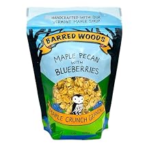 Barred Woods Maple Crunch Granola - Maple Pecan with Blueberries - Sweetened With Only Our Own Vermont Organic Maple Syrup and Maple Sugar - 10oz Bag Case of 3 Bags